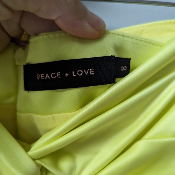 Peace + Love Lime Satin Split Leg Maxi Skirt size UK 8 /small - Picture 6 of 7